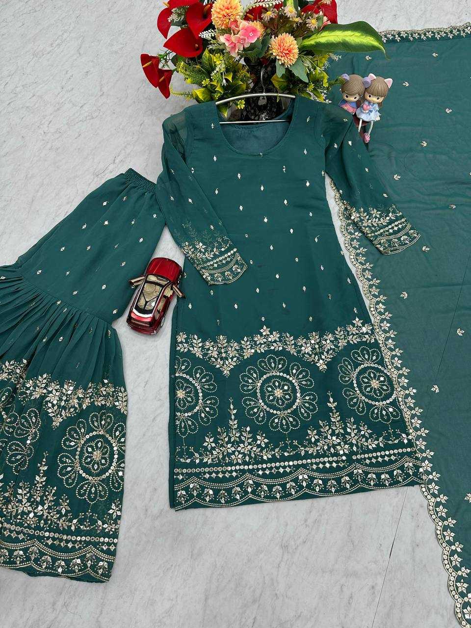 Ynf Georgette KESH496 026 Suits & Dresses Wholesale Sharara Salwar Suits Embroidery Suits Georgette Suit Manufacturer