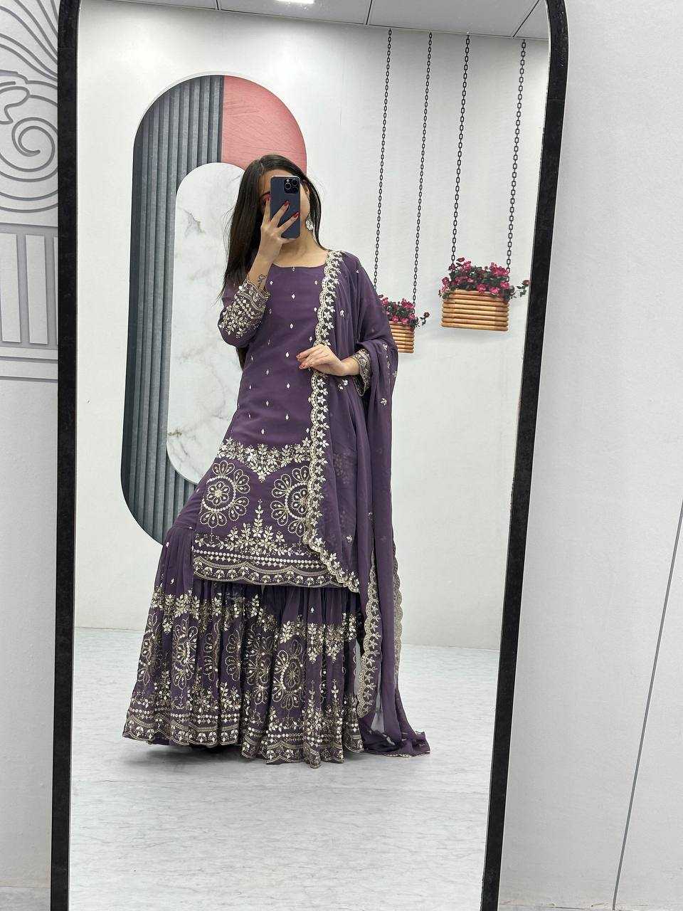 Ynf Georgette KESH496 026 Suits & Dresses Wholesale Sharara Salwar Suits Embroidery Suits Georgette Suit Manufacturer