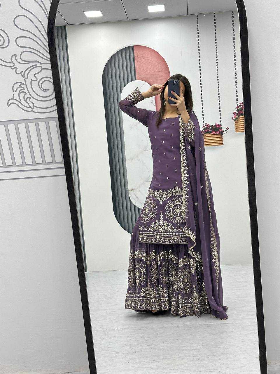 Ynf Georgette KESH496 026 Suits & Dresses Wholesale Sharara Salwar Suits Embroidery Suits Georgette Suit Manufacturer