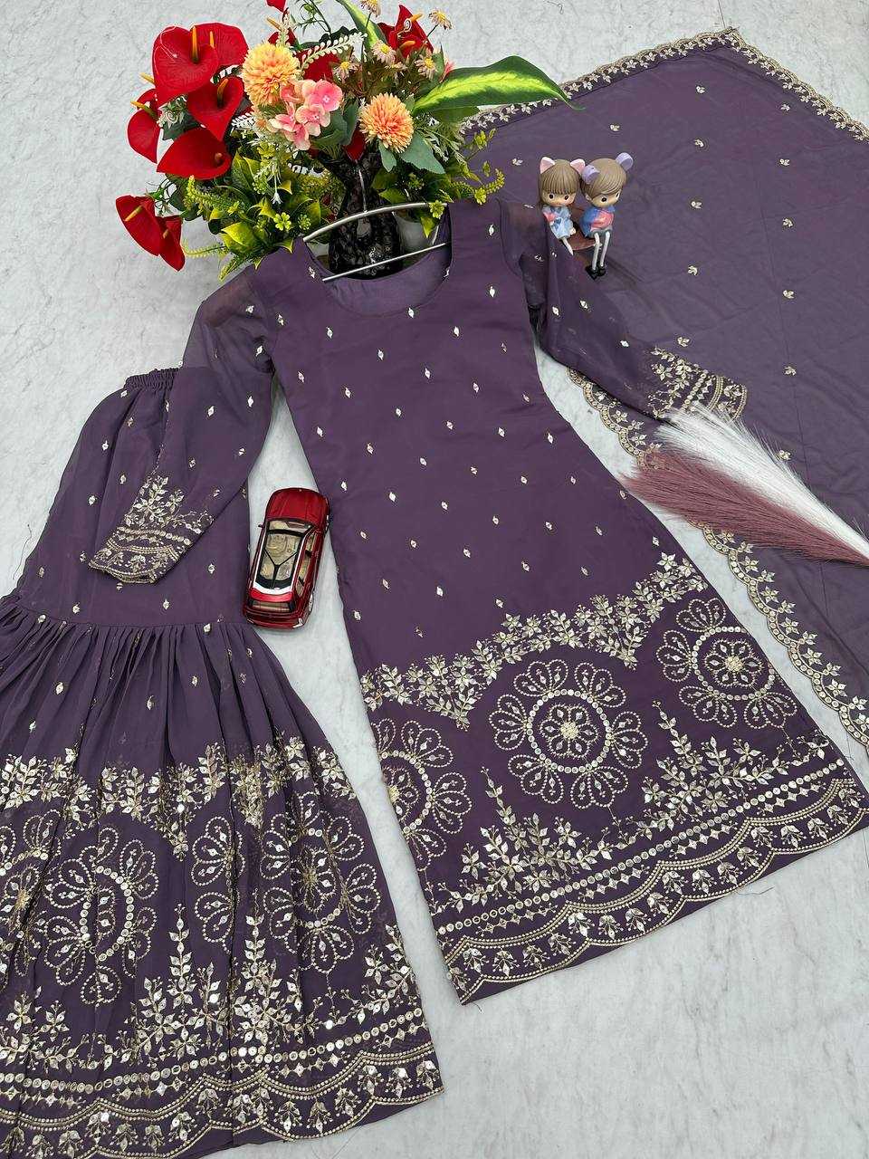 Ynf Georgette KESH496 026 Suits & Dresses Wholesale Sharara Salwar Suits Embroidery Suits Georgette Suit Manufacturer