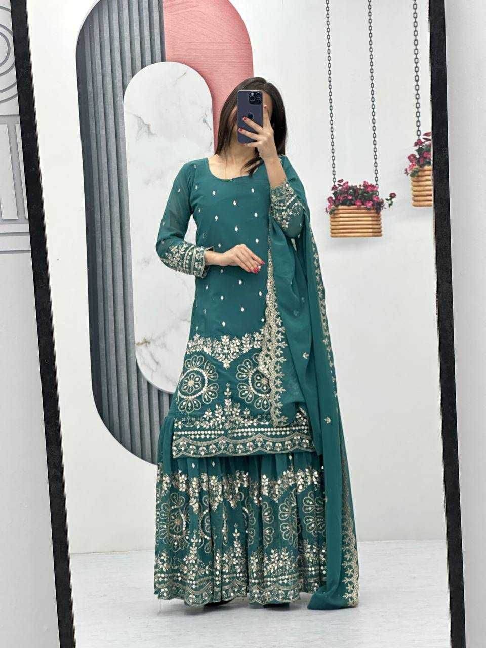 Ynf Georgette KESH496 026 Suits & Dresses Wholesale Sharara Salwar Suits Embroidery Suits Georgette Suit Manufacturer