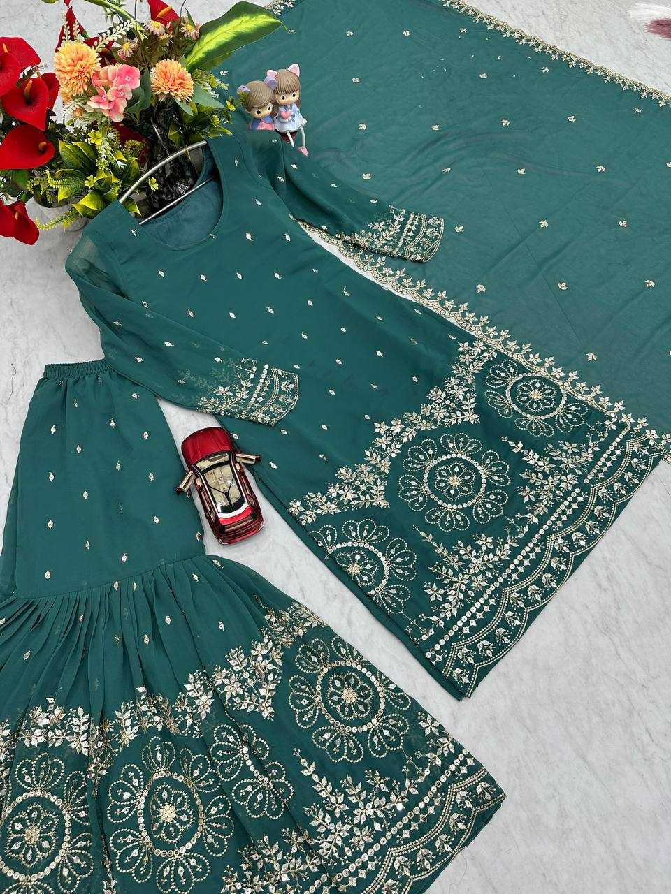 Ynf Georgette KESH496 026 Suits & Dresses Wholesale Sharara Salwar Suits Embroidery Suits Georgette Suit Manufacturer