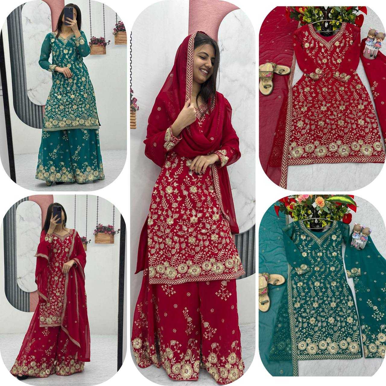 Ynf Georgette KESH496 028 Suits & Dresses Wholesale Sharara Salwar Suits Embroidery Suits Georgette Suit Manufacturer