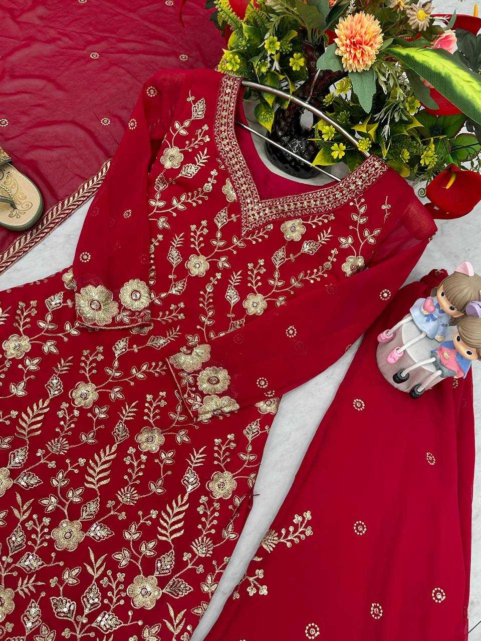 Ynf Georgette KESH496 028 Suits & Dresses Wholesale Sharara Salwar Suits Embroidery Suits Georgette Suit Manufacturer