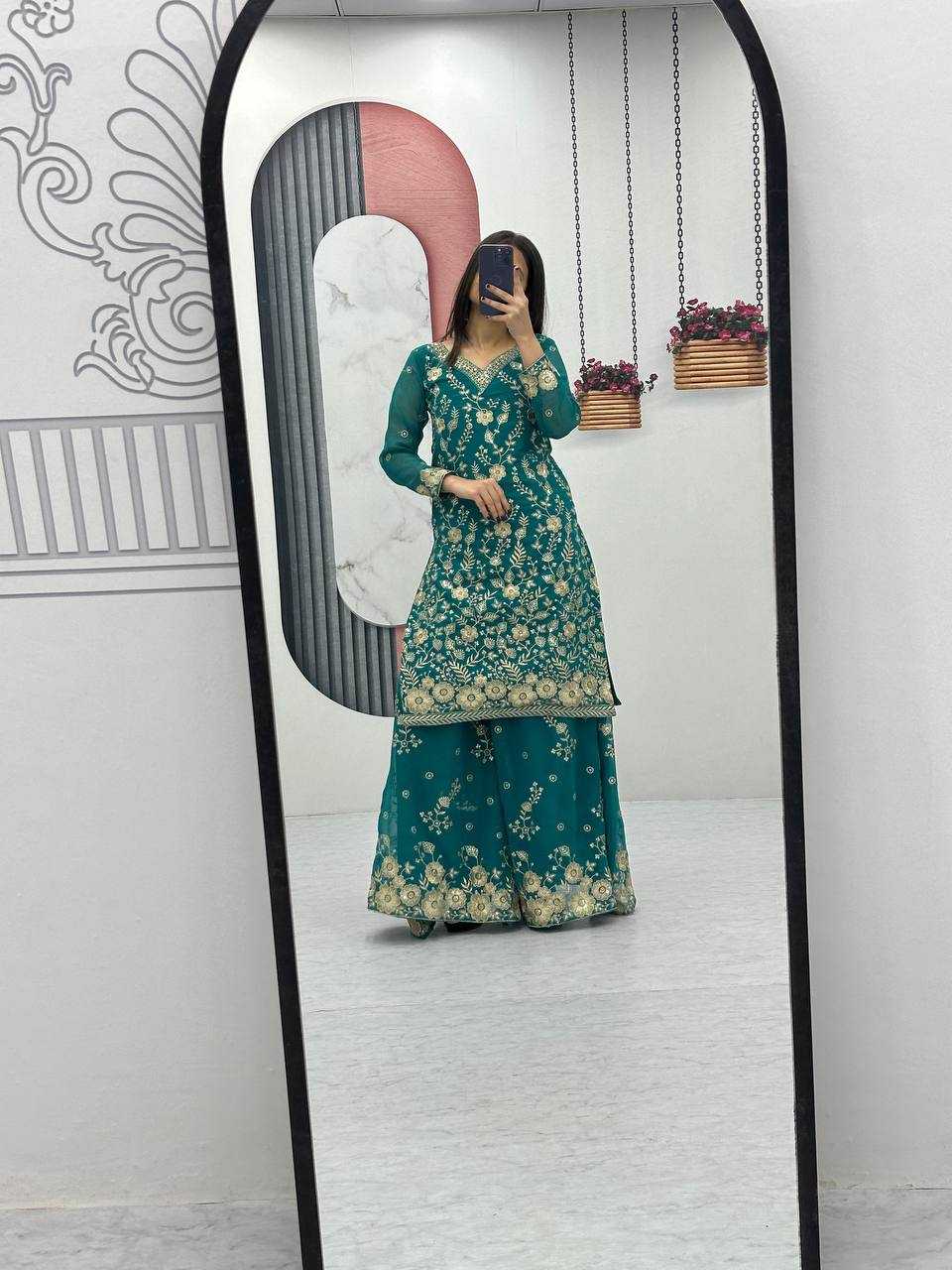 Ynf Georgette KESH496 028 Suits & Dresses Wholesale Sharara Salwar Suits Embroidery Suits Georgette Suit Manufacturer