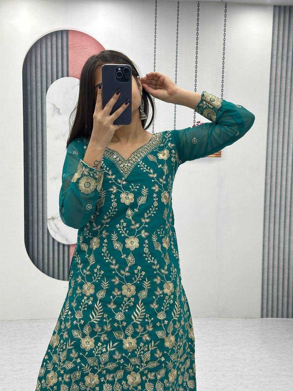 Ynf Georgette KESH496 028 Suits & Dresses Wholesale Sharara Salwar Suits Embroidery Suits Georgette Suit Manufacturer