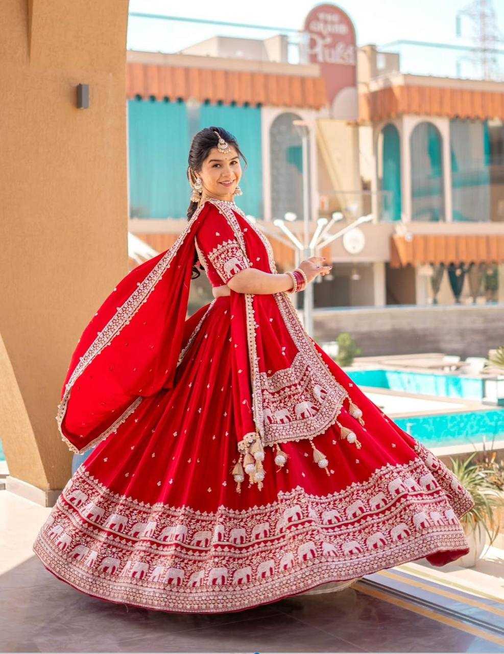 Ynf Georgette KESH497 244 Lehengas Wholesale Embroidered Lehenga Georgette Lehenga Red Lehenga Manufacturer