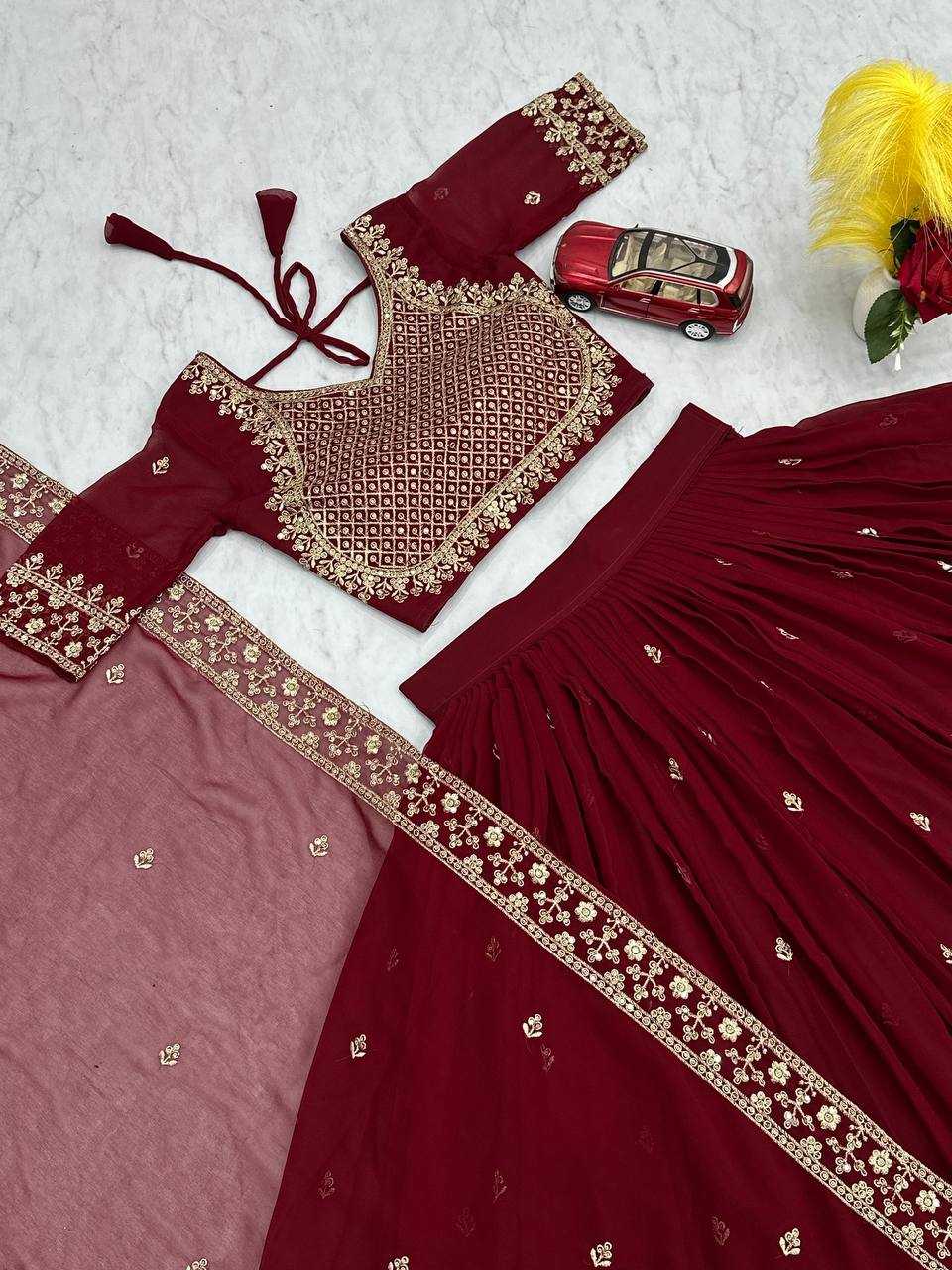 Ynf Georgette KESH497 244 Lehengas Wholesale Embroidered Lehenga Georgette Lehenga Red Lehenga Manufacturer