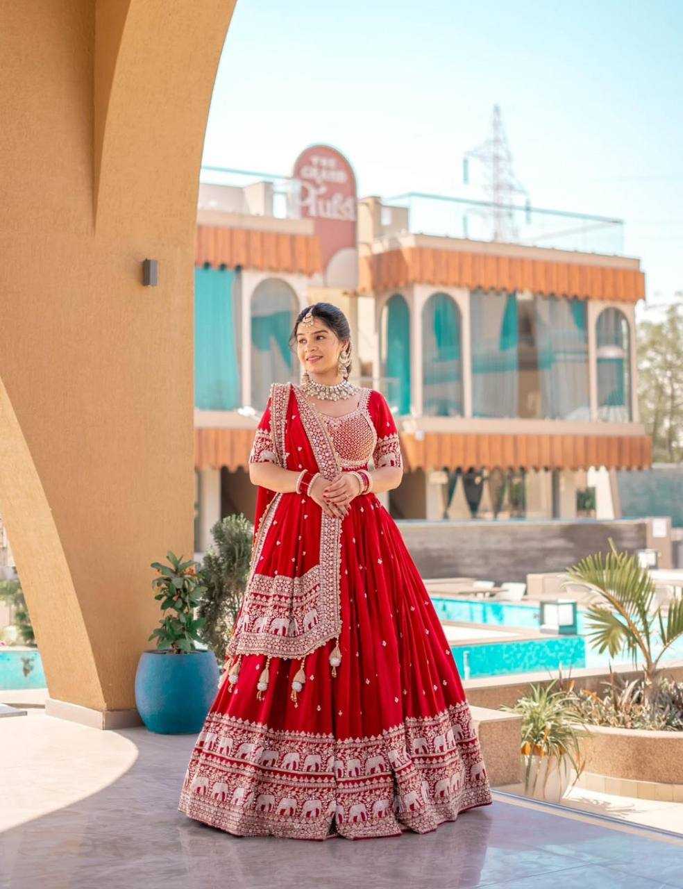 Ynf Georgette KESH497 244 Lehengas Wholesale Embroidered Lehenga Georgette Lehenga Red Lehenga Manufacturer