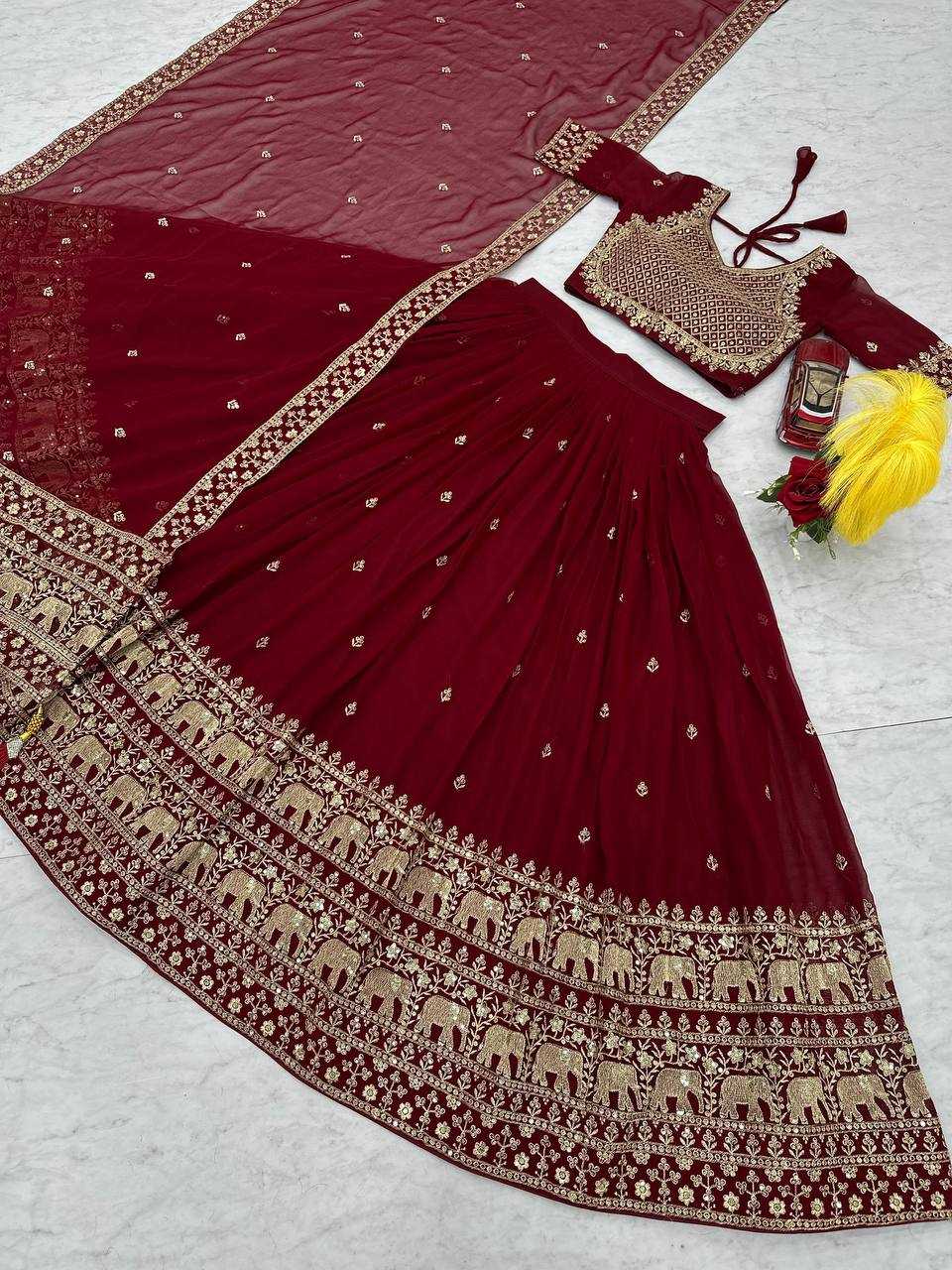 Ynf Georgette KESH497 244 Lehengas Wholesale Embroidered Lehenga Georgette Lehenga Red Lehenga Manufacturer
