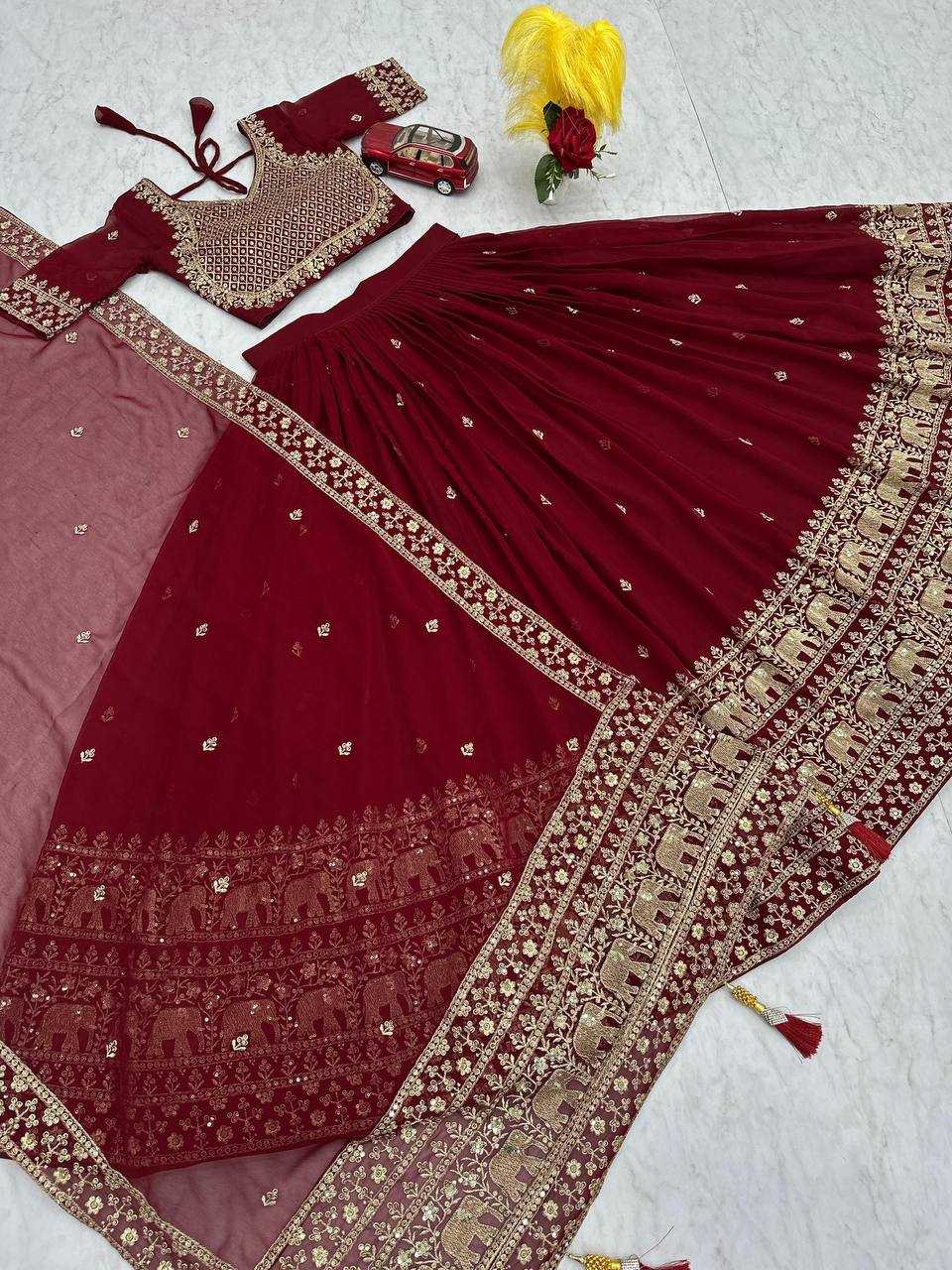 Ynf Georgette KESH497 244 Lehengas Wholesale Embroidered Lehenga Georgette Lehenga Red Lehenga Manufacturer