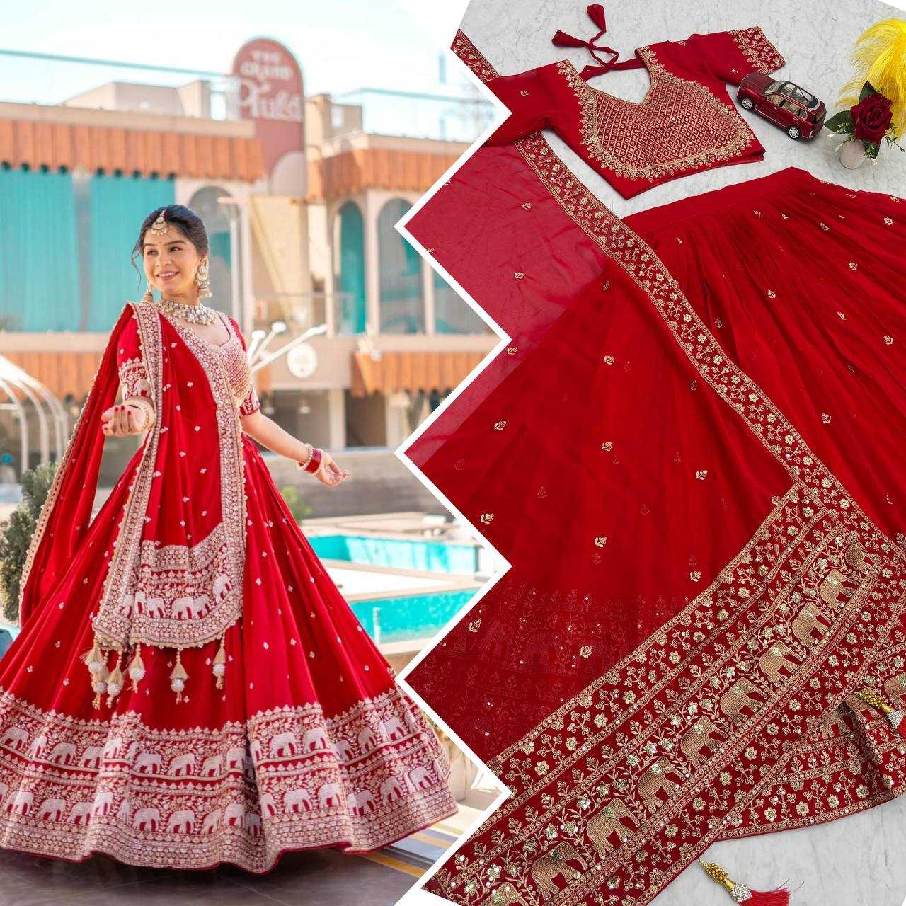 Ynf Georgette KESH497 244 Lehengas Wholesale Embroidered Lehenga Georgette Lehenga Red Lehenga Manufacturer
