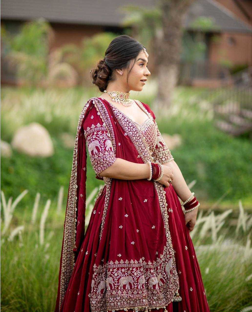 Ynf Georgette KESH497 244 Lehengas Wholesale Embroidered Lehenga Georgette Lehenga Red Lehenga Manufacturer