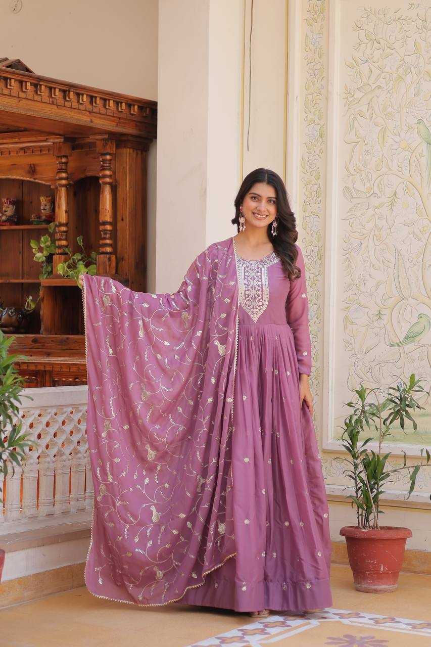 Ynf Georgette KESH498 081 Gowns Wholesale Printed Gowns Fancy Gowns Embroidery Gowns Manufacturer