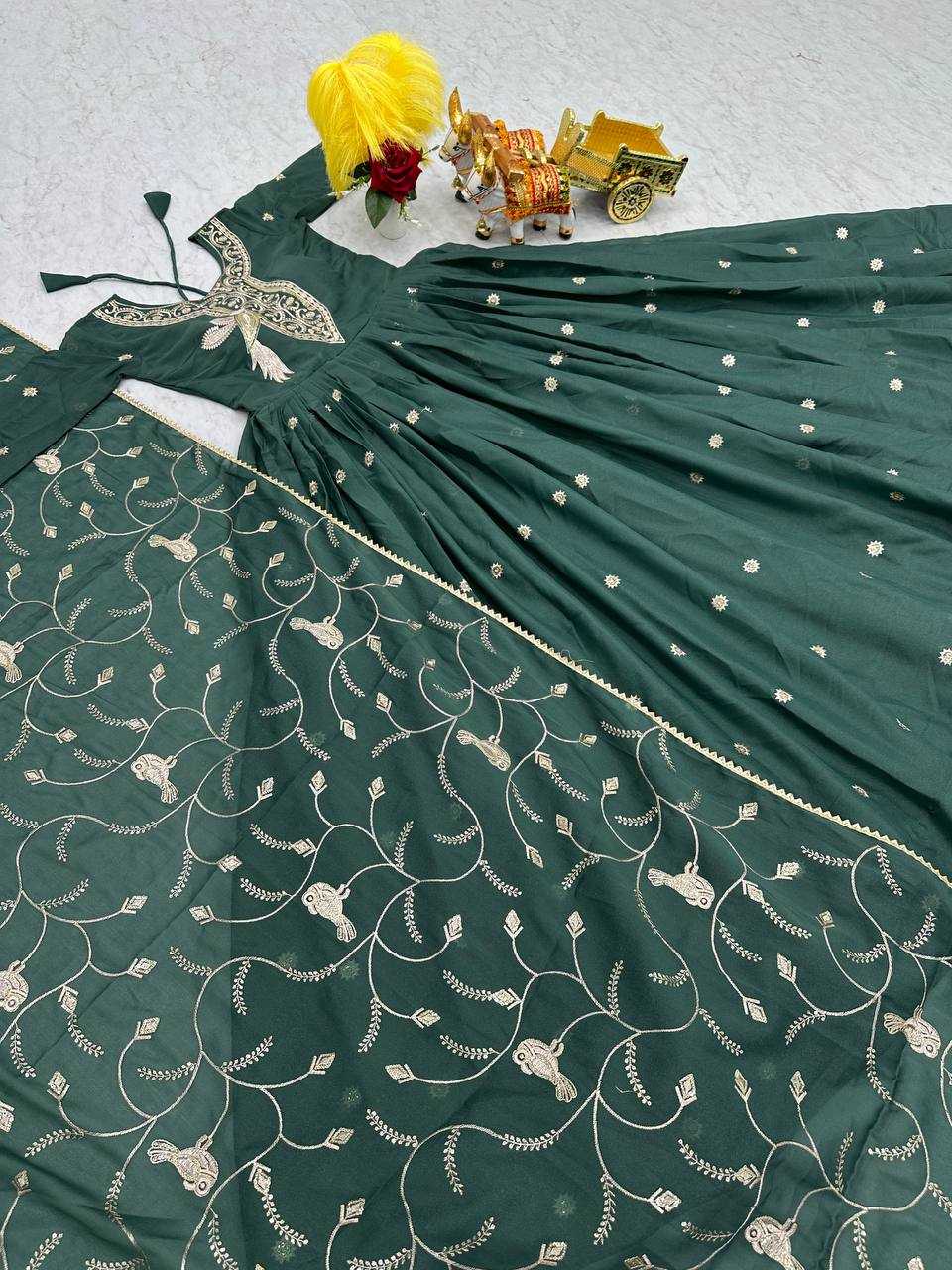 Ynf Georgette KESH498 081 Gowns Wholesale Printed Gowns Fancy Gowns Embroidery Gowns Manufacturer