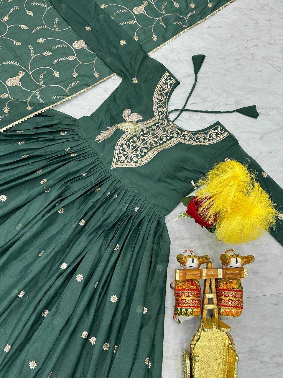 Ynf Georgette KESH498 081 Gowns Wholesale Printed Gowns Fancy Gowns Embroidery Gowns Manufacturer