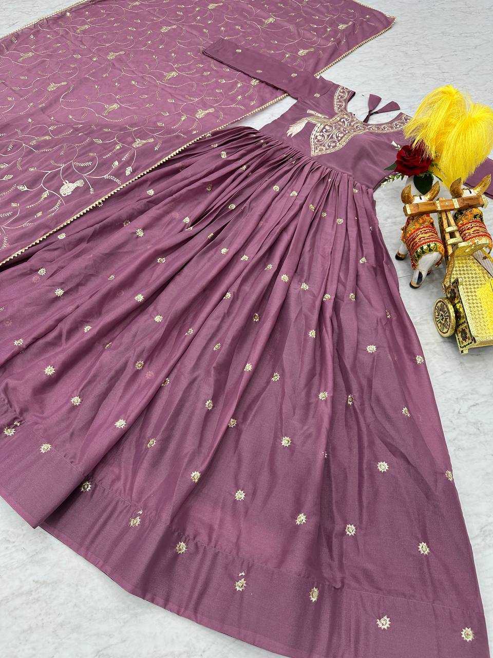 Ynf Georgette KESH498 081 Gowns Wholesale Printed Gowns Fancy Gowns Embroidery Gowns Manufacturer