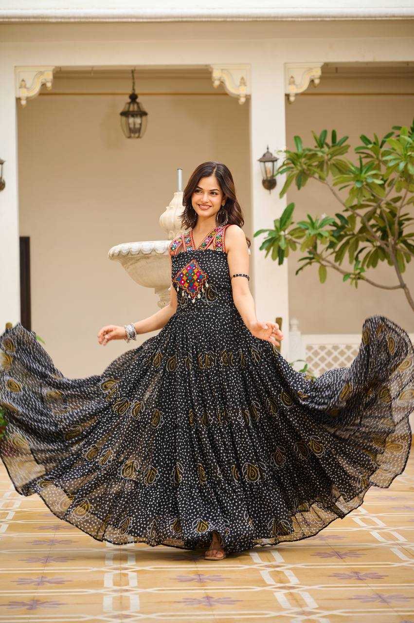 Ynf Georgette KESH498 108 Gowns Wholesale Embroidery Gowns Georgette Gown Party Wear Gowns Manufacturer