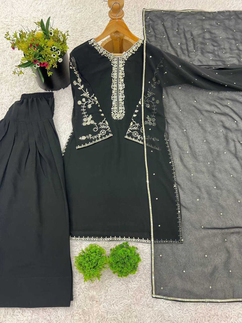 Ynf Georgette KESH499 005 Suits & Dresses Wholesale Georgette Suit Party wear suits Black Salwar Suit Manufacturer