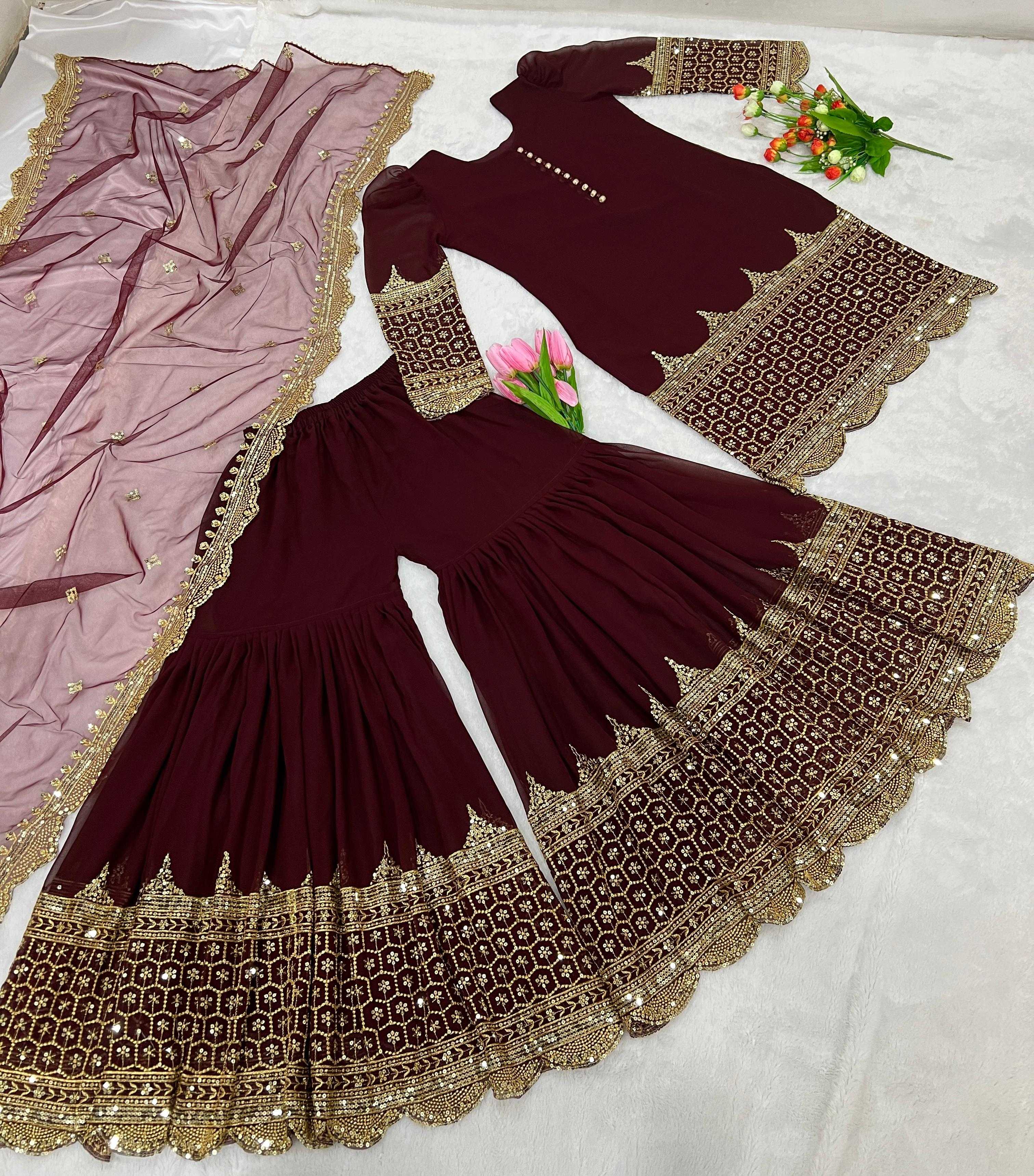 Ynf Georgette KESH499 250 Suits & Dresses Wholesale Sharara Salwar Suits Embroidery Suits Georgette Suit Manufacturer