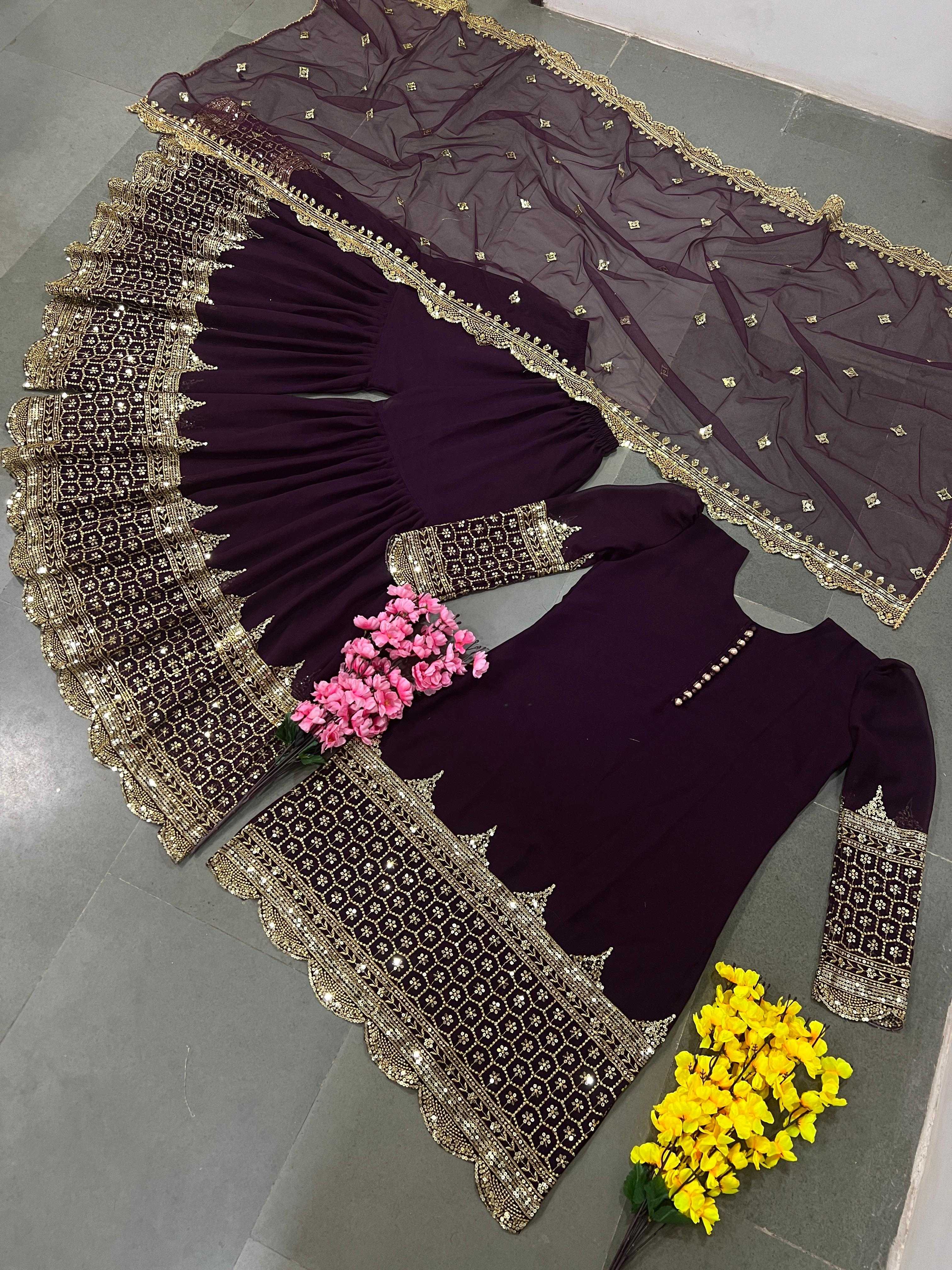 Ynf Georgette KESH499 250 Suits & Dresses Wholesale Sharara Salwar Suits Embroidery Suits Georgette Suit Manufacturer