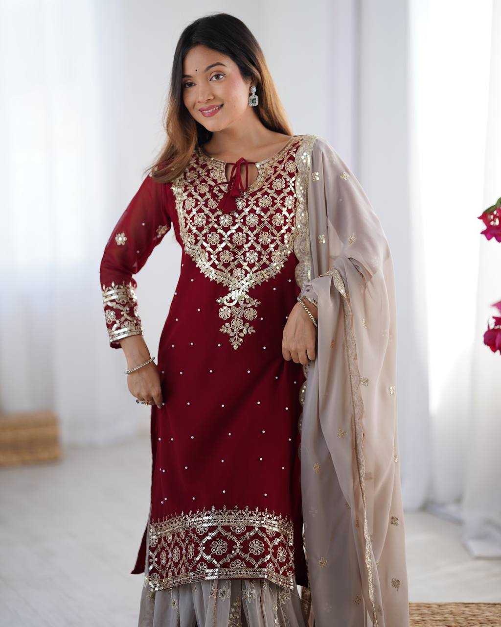 Ynf Georgette KESH499 3110 Suits & Dresses Wholesale Sharara Salwar Suits Embroidery Suits Party wear suits Manufacturer