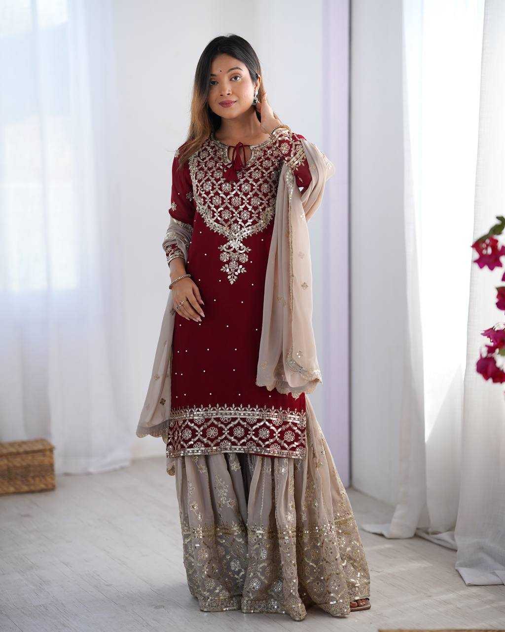Ynf Georgette KESH499 3110 Suits & Dresses Wholesale Sharara Salwar Suits Embroidery Suits Party wear suits Manufacturer