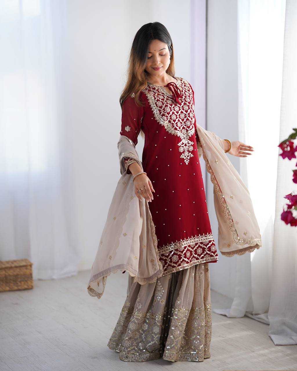 Ynf Georgette KESH499 3110 Suits & Dresses Wholesale Sharara Salwar Suits Embroidery Suits Party wear suits Manufacturer