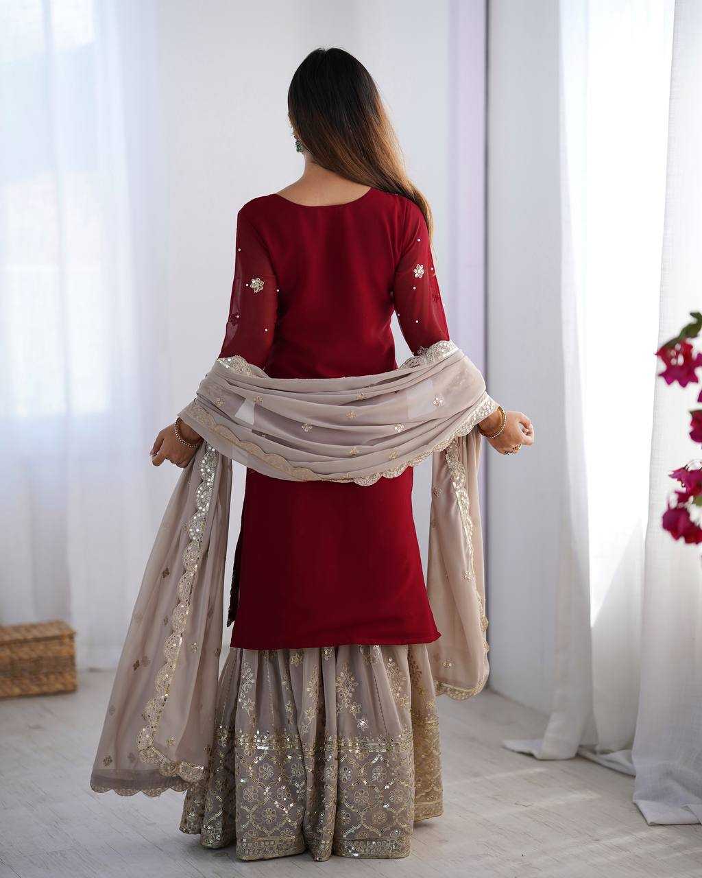 Ynf Georgette KESH499 3110 Suits & Dresses Wholesale Sharara Salwar Suits Embroidery Suits Party wear suits Manufacturer