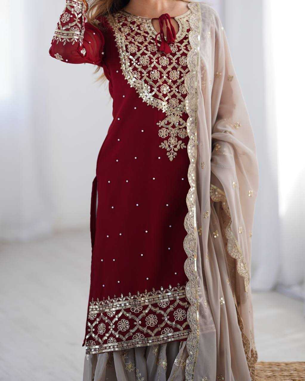 Ynf Georgette KESH499 3110 Suits & Dresses Wholesale Sharara Salwar Suits Embroidery Suits Party wear suits Manufacturer