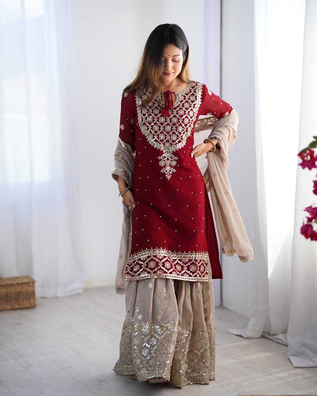 Ynf Georgette KESH499 3110 Suits & Dresses Wholesale Sharara Salwar Suits Embroidery Suits Party wear suits Manufacturer
