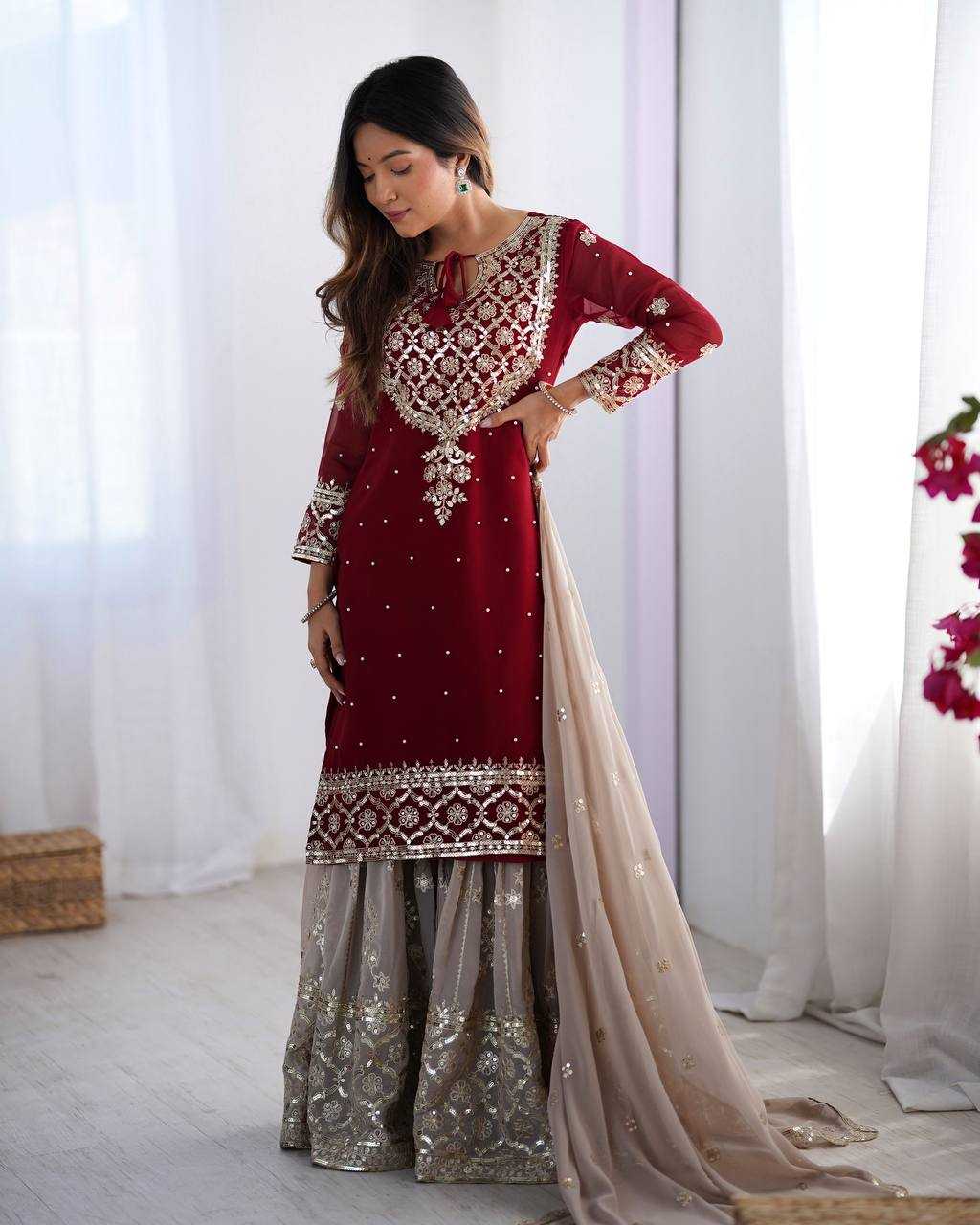 Ynf Georgette KESH499 3110 Suits & Dresses Wholesale Sharara Salwar Suits Embroidery Suits Party wear suits Manufacturer