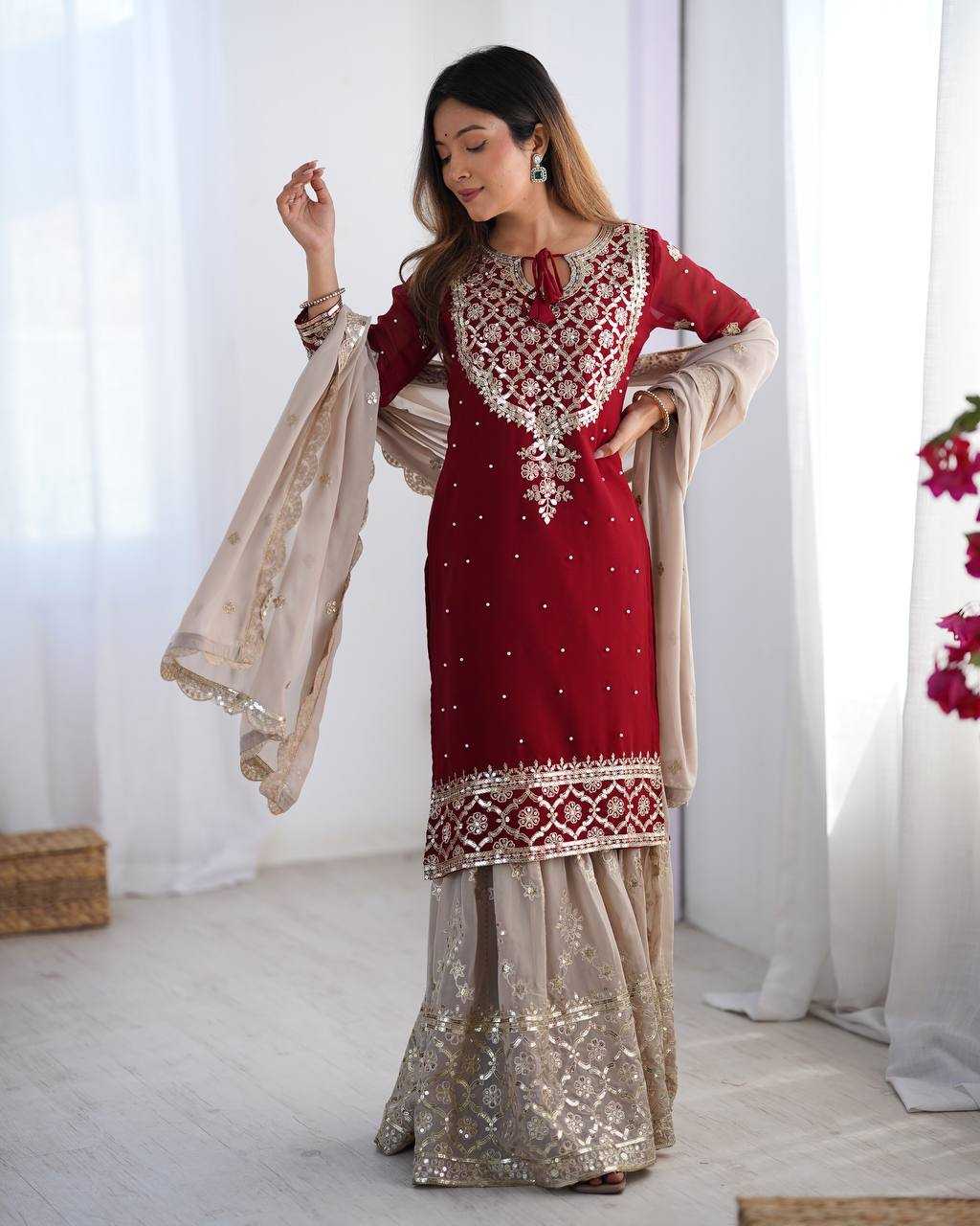 Ynf Georgette KESH499 3110 Suits & Dresses Wholesale Sharara Salwar Suits Embroidery Suits Party wear suits Manufacturer