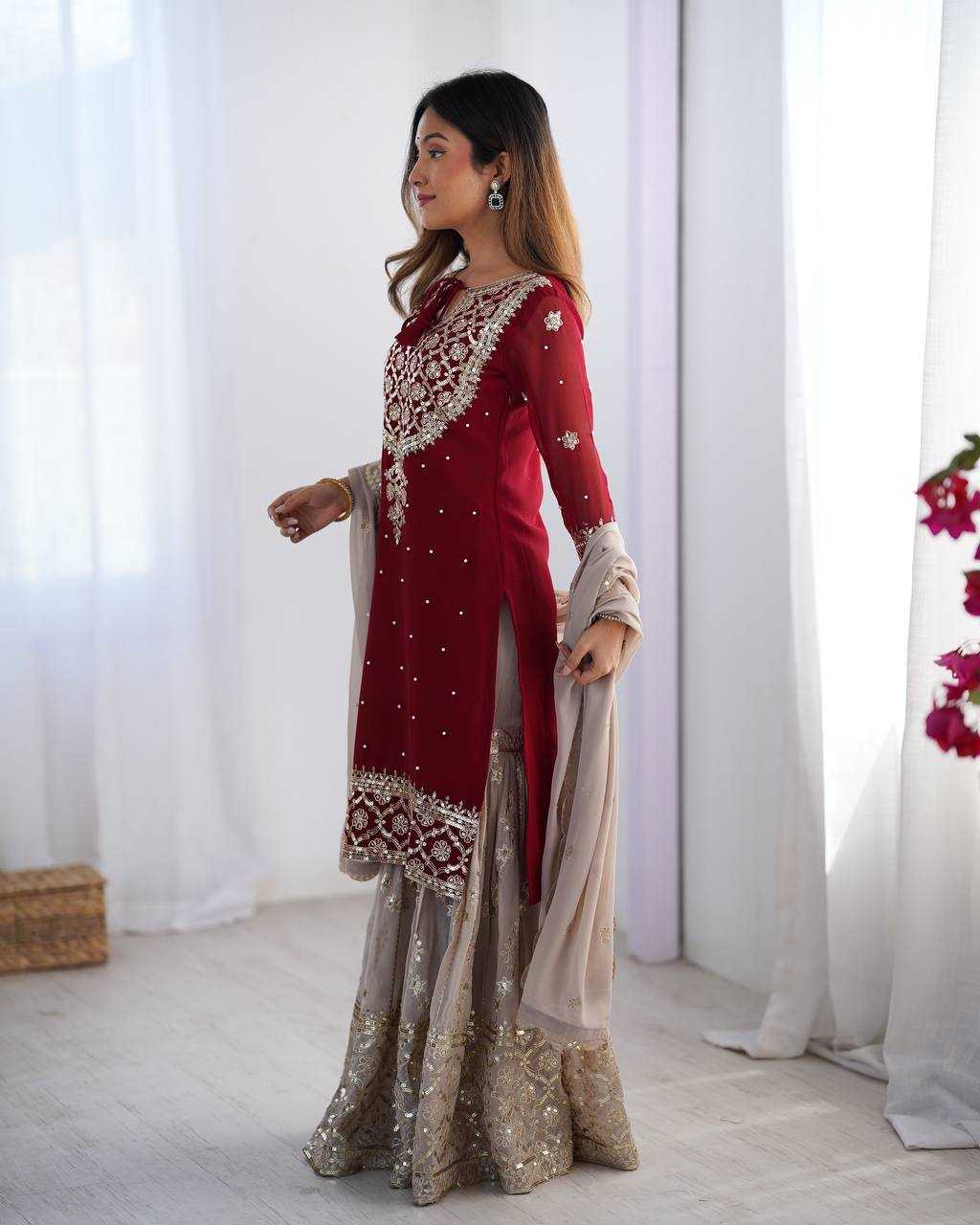 Ynf Georgette KESH499 3110 Suits & Dresses Wholesale Sharara Salwar Suits Embroidery Suits Party wear suits Manufacturer