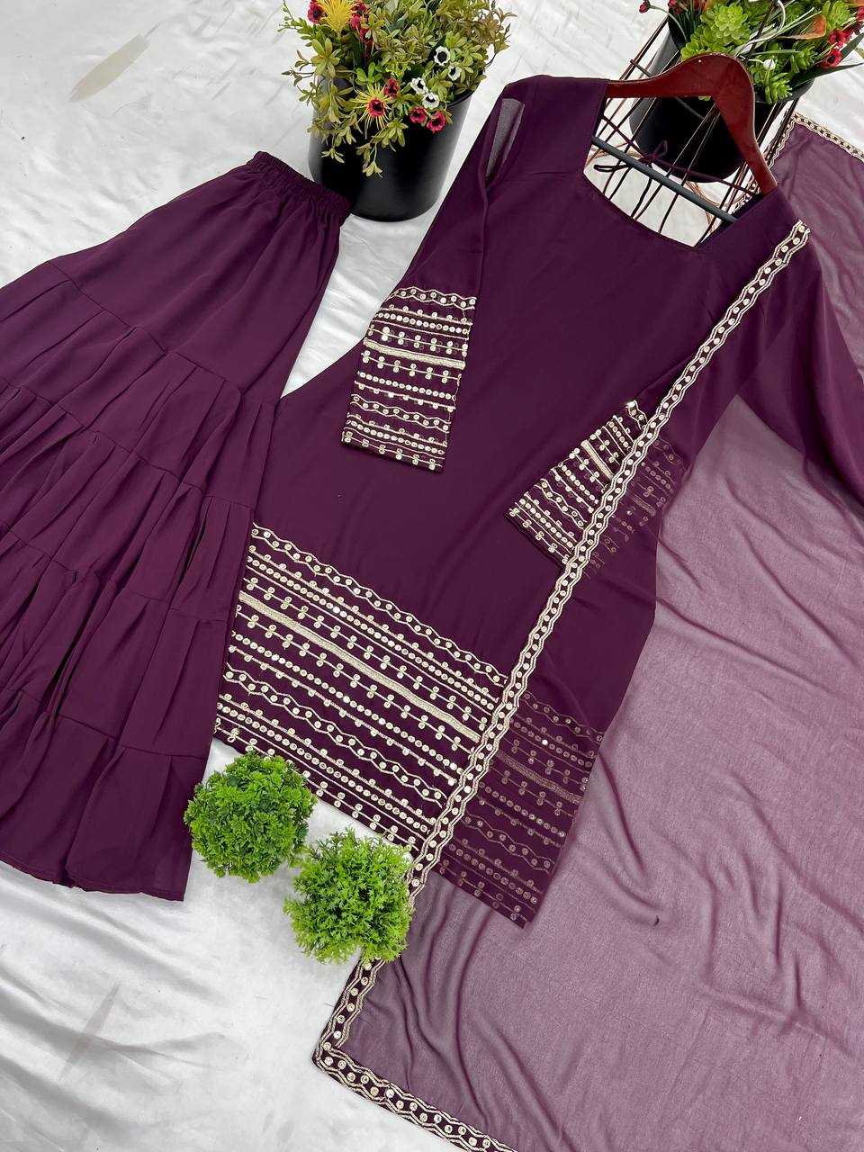 Ynf Georgette KESH499 413 Suits & Dresses Wholesale Sharara Salwar Suits Embroidery Suits Georgette Suit Manufacturer