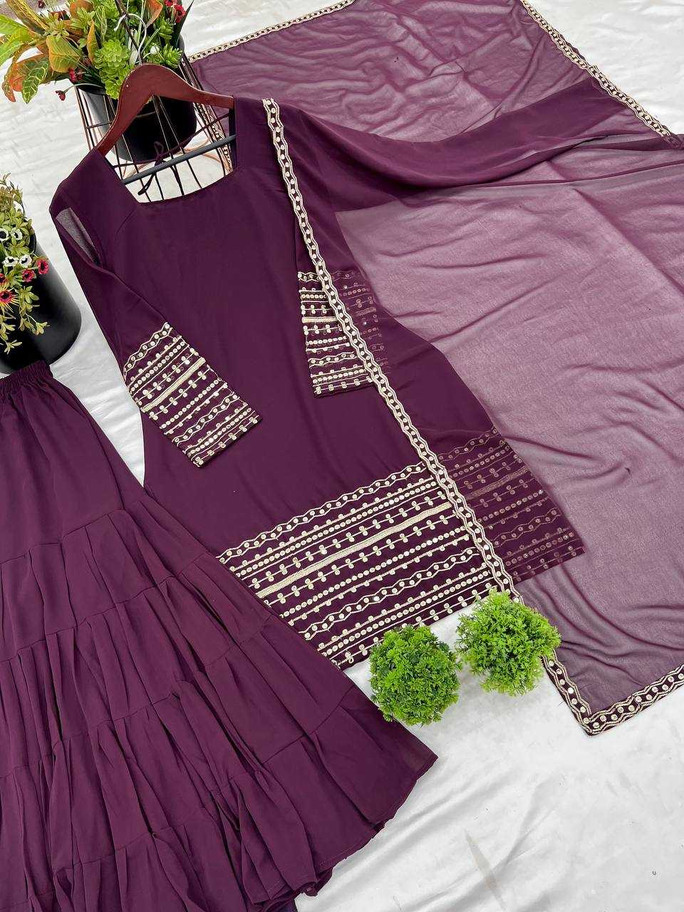 Ynf Georgette KESH499 413 Suits & Dresses Wholesale Sharara Salwar Suits Embroidery Suits Georgette Suit Manufacturer