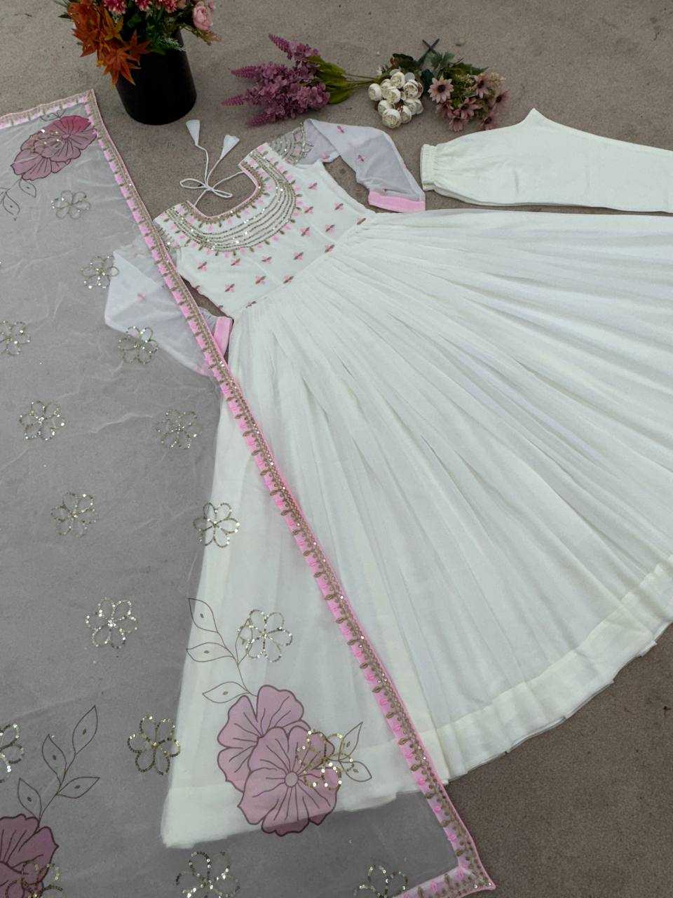 Ynf Georgette KESH499 426 Gowns Wedding Collections Festive Collections Wholesale Embroidery Gowns Georgette Gown Gown With Dupatta Manufacturer