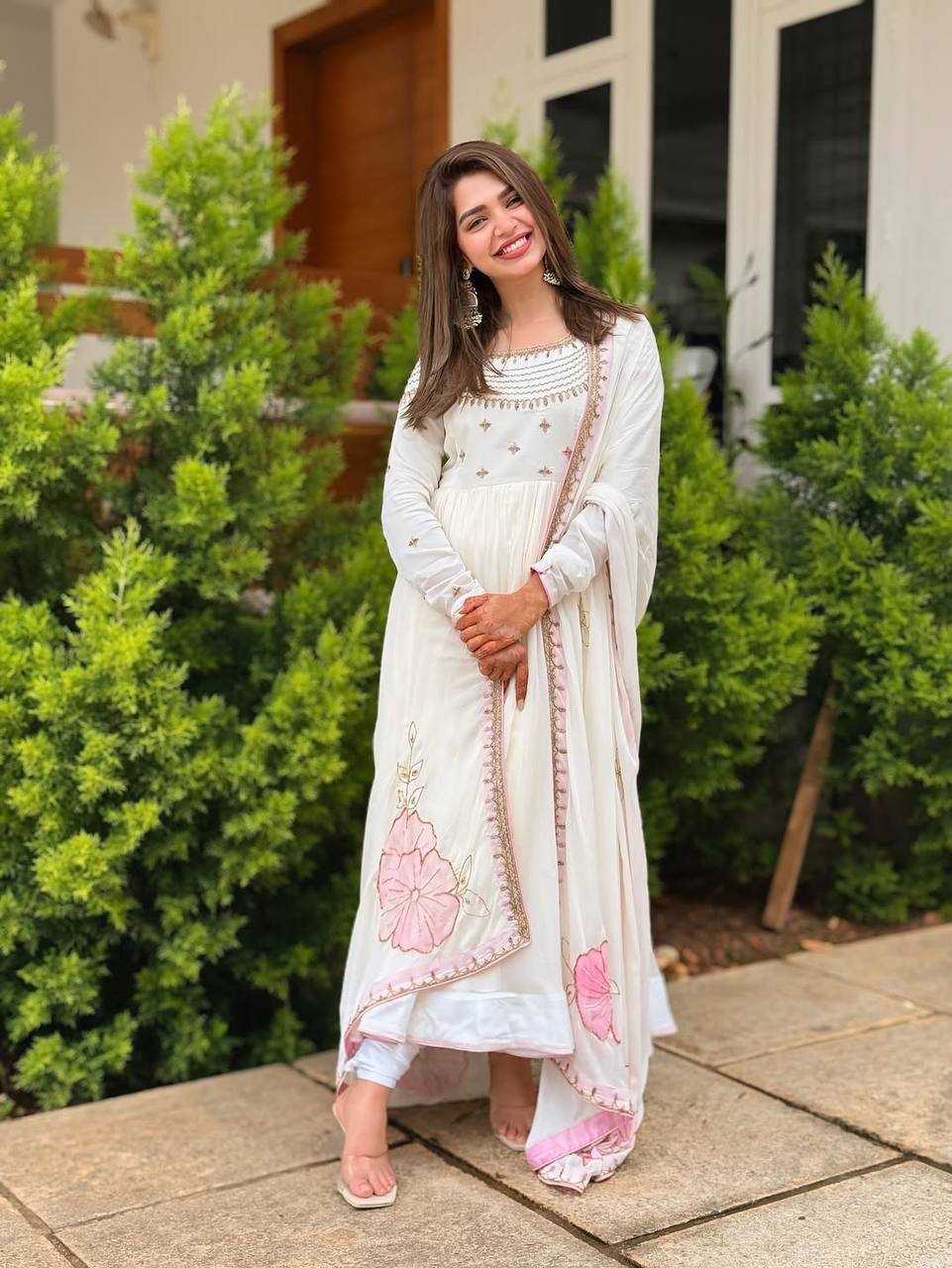 Ynf Georgette KESH499 426 Gowns Wedding Collections Festive Collections Wholesale Embroidery Gowns Georgette Gown Gown With Dupatta Manufacturer