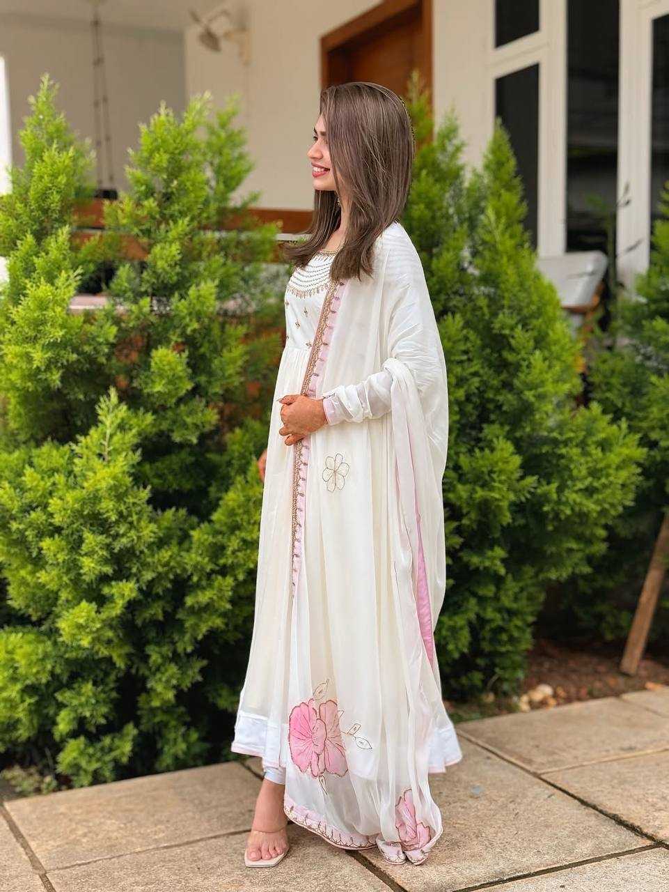 Ynf Georgette KESH499 426 Gowns Wedding Collections Festive Collections Wholesale Embroidery Gowns Georgette Gown Gown With Dupatta Manufacturer