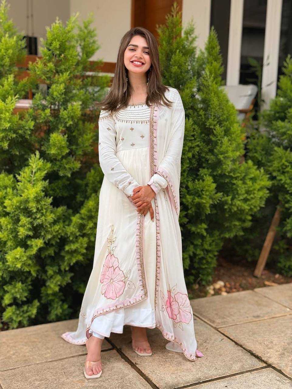 Ynf Georgette KESH499 426 Gowns Wedding Collections Festive Collections Wholesale Embroidery Gowns Georgette Gown Gown With Dupatta Manufacturer
