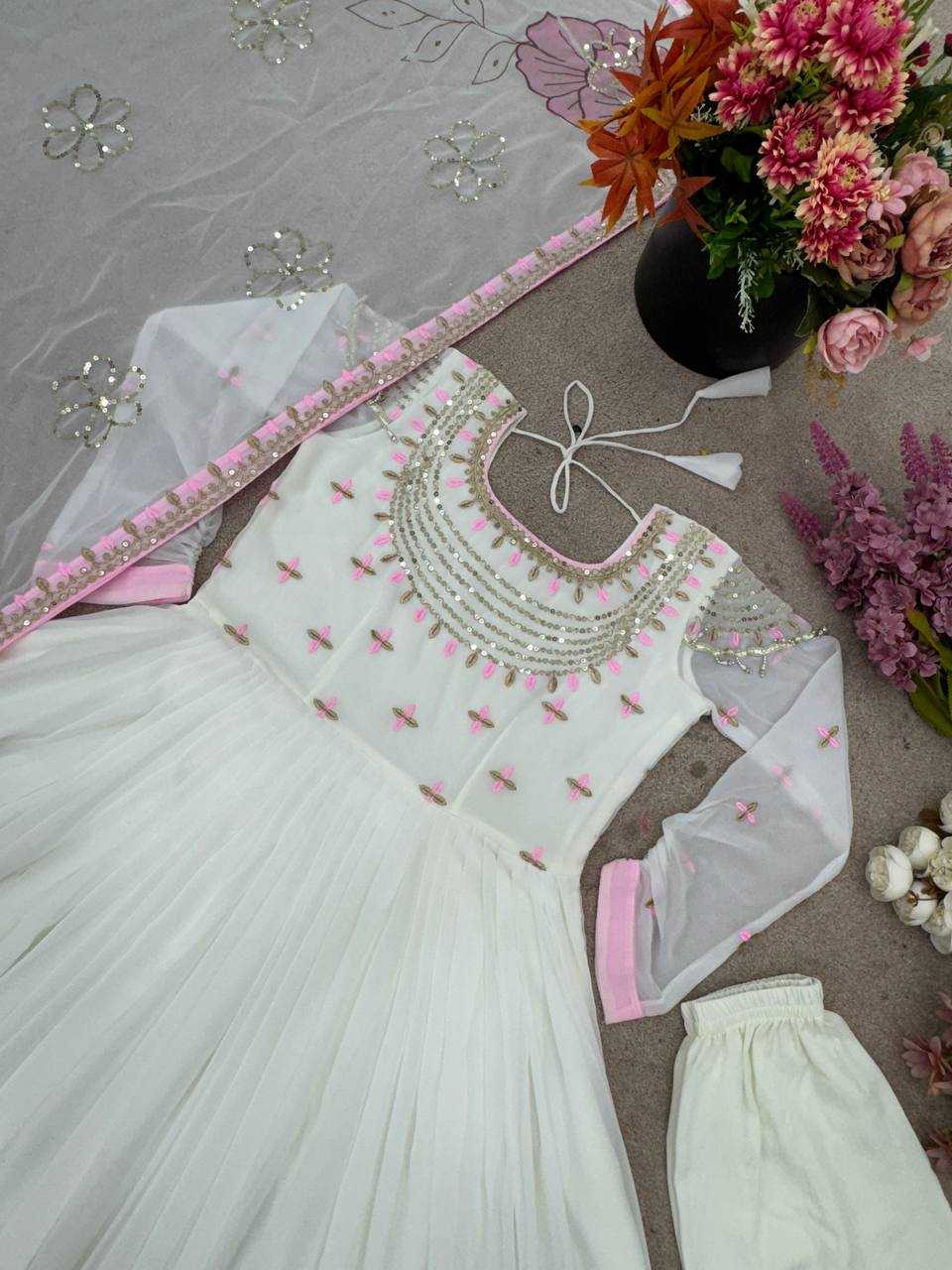 Ynf Georgette KESH499 426 Gowns Wedding Collections Festive Collections Wholesale Embroidery Gowns Georgette Gown Gown With Dupatta Manufacturer