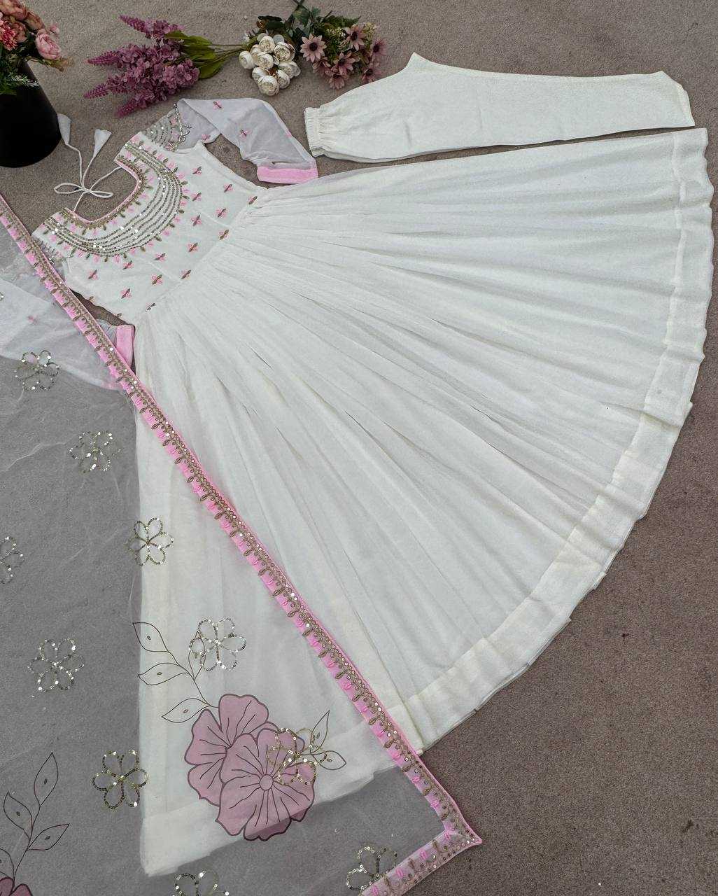 Ynf Georgette KESH499 426 Gowns Wedding Collections Festive Collections Wholesale Embroidery Gowns Georgette Gown Gown With Dupatta Manufacturer