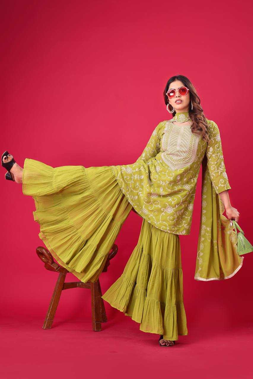 Ynf Georgette KESH499 5005 Suits & Dresses Wholesale Sharara Salwar Suits Embroidery Suits Georgette Suit Manufacturer