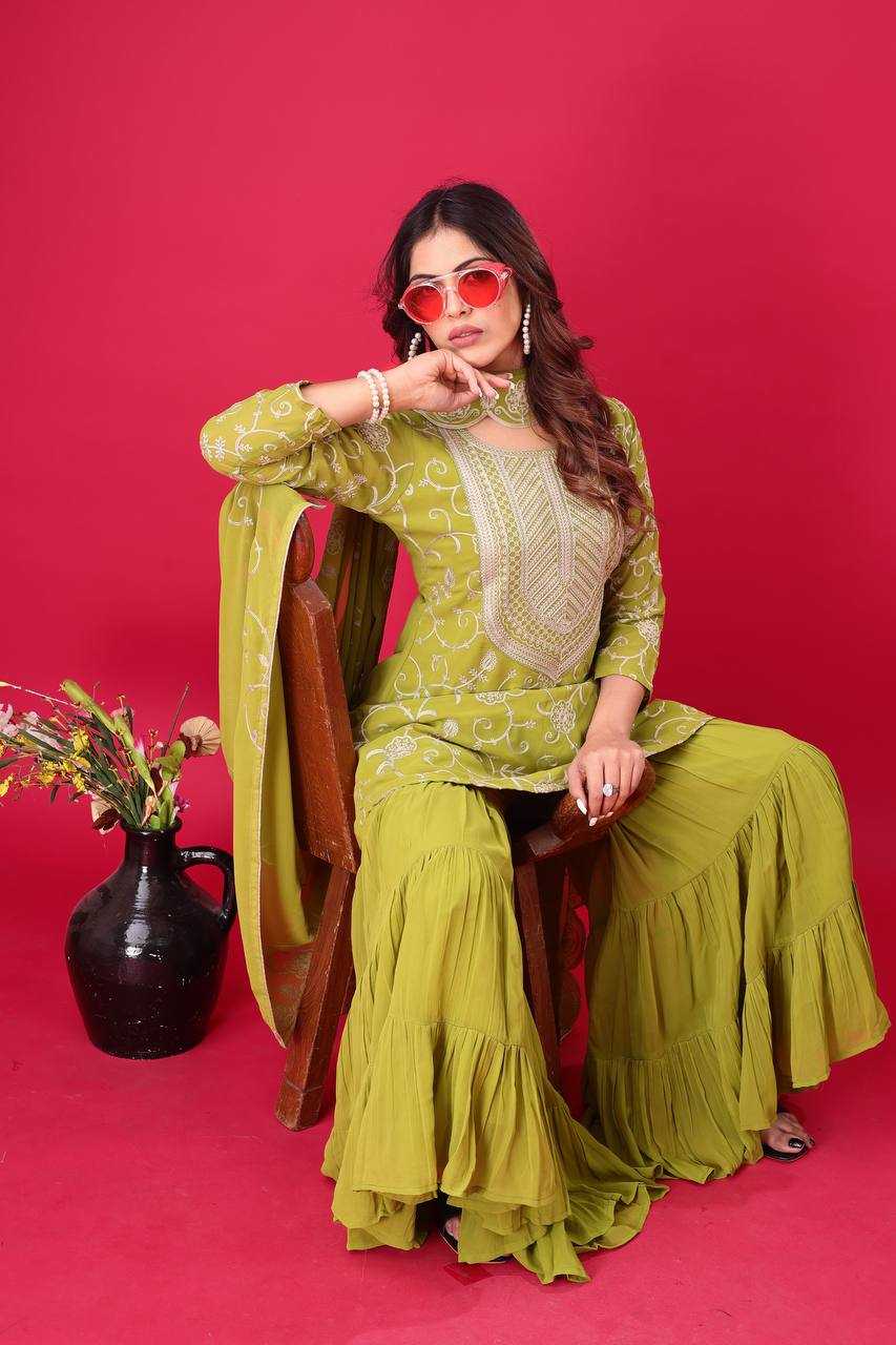 Ynf Georgette KESH499 5005 Suits & Dresses Wholesale Sharara Salwar Suits Embroidery Suits Georgette Suit Manufacturer