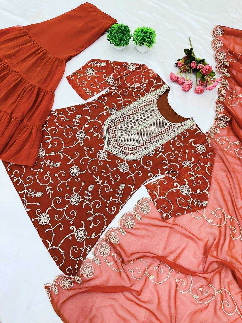 Ynf Georgette KESH499 5005 Suits & Dresses Wholesale Sharara Salwar Suits Embroidery Suits Georgette Suit Manufacturer