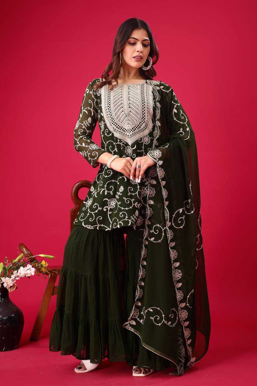 Ynf Georgette KESH499 5005 Suits & Dresses Wholesale Sharara Salwar Suits Embroidery Suits Georgette Suit Manufacturer