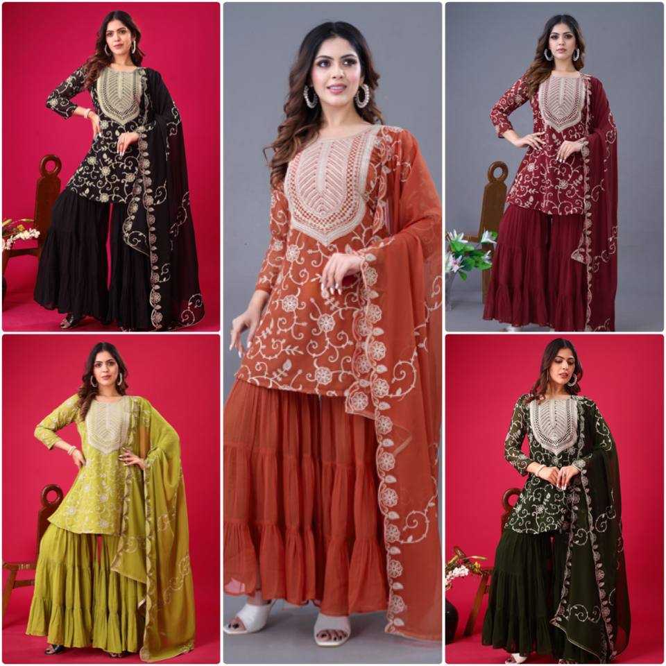 Ynf Georgette KESH499 5005 Suits & Dresses Wholesale Sharara Salwar Suits Embroidery Suits Georgette Suit Manufacturer