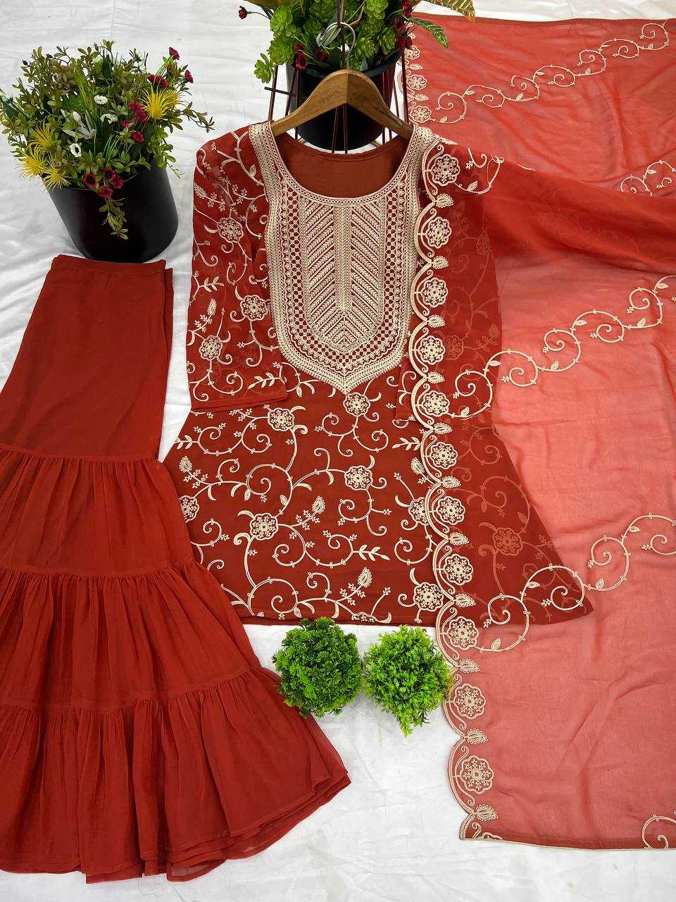 Ynf Georgette KESH499 5005 Suits & Dresses Wholesale Sharara Salwar Suits Embroidery Suits Georgette Suit Manufacturer