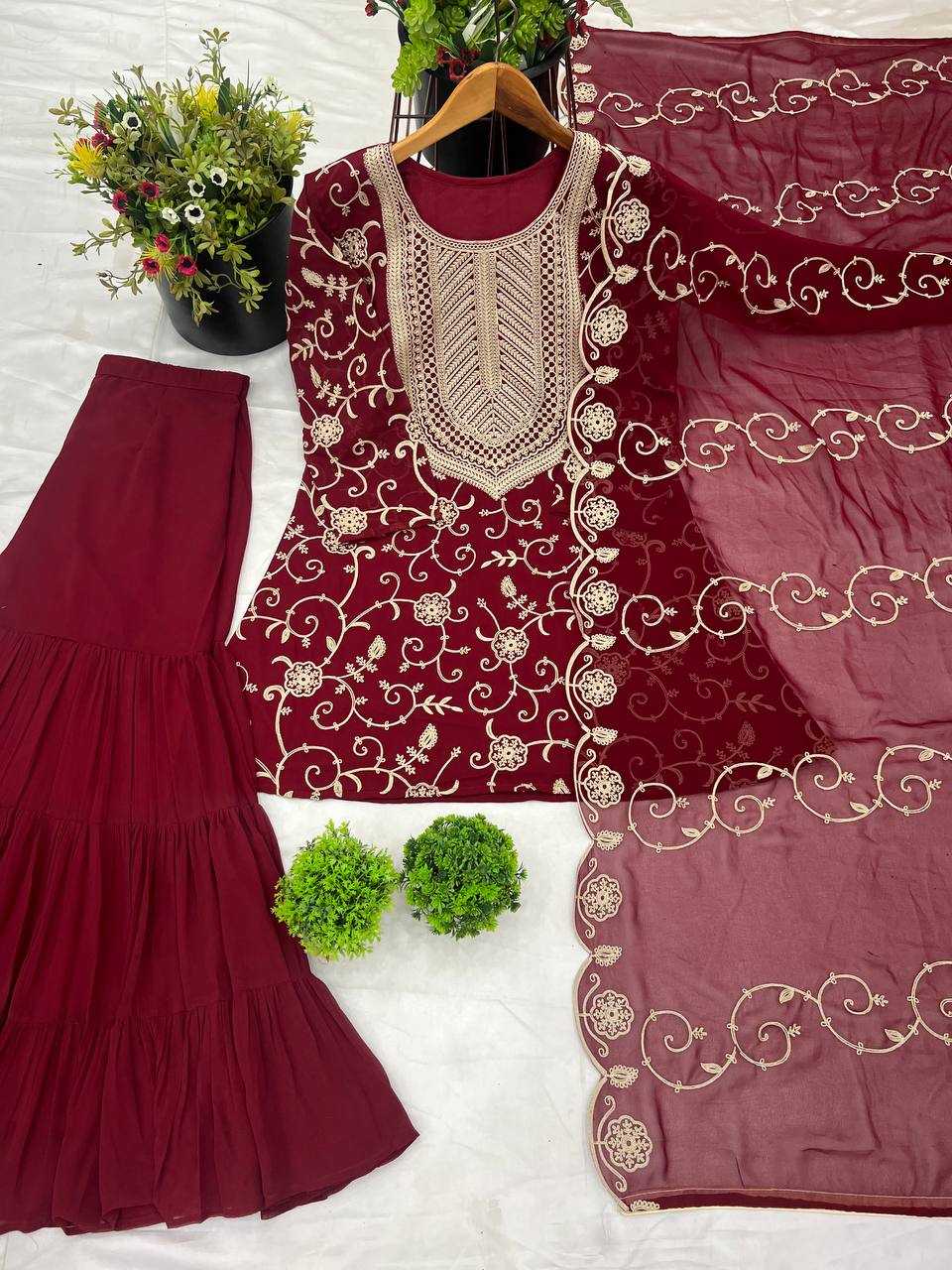 Ynf Georgette KESH499 5005 Suits & Dresses Wholesale Sharara Salwar Suits Embroidery Suits Georgette Suit Manufacturer