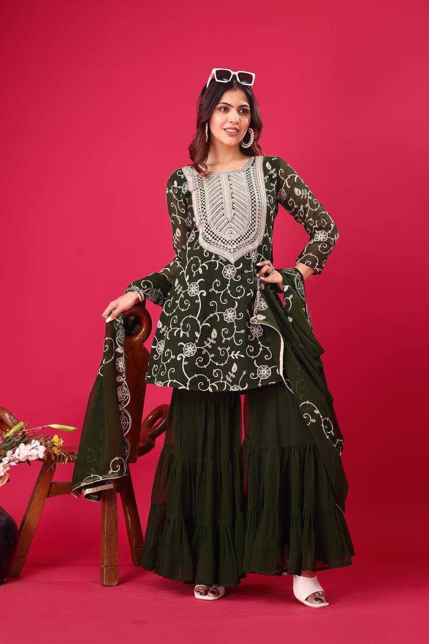 Ynf Georgette KESH499 5005 Suits & Dresses Wholesale Sharara Salwar Suits Embroidery Suits Georgette Suit Manufacturer